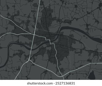 Vector city map of Karur in the Republic of India with white roads isolated on a grey background.