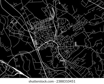 Vector city map of Karvina in the Czech Republic with white roads isolated on a black background.