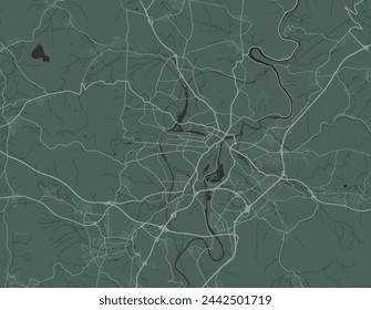 Vector city map of Kassel in the Germany with white roads isolated on a green background.