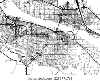 Mapa de la ciudad vectorial de Kennewick Washington en los Estados Unidos de América con carreteras negras aisladas en un fondo blanco.