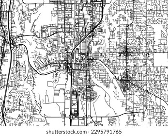 Vector city map of Kent Washington in the United States of America with black roads isolated on a white background.