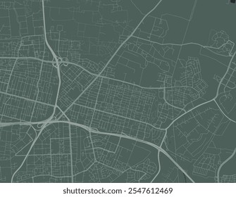 Mapa Vector de la ciudad de Kfar Saba en Israel con carreteras blancas aisladas sobre un fondo verde.