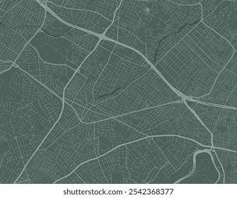 Vector city map of Khalandrion in Greece with white roads isolated on a green background.