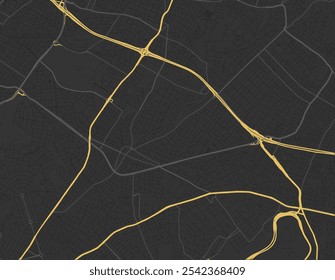 Vector city map of Khalandrion in Greece with yellow roads isolated on a brown background.