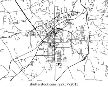 Vector city map of kilgore Texas in the United States of America with black roads isolated on a white background.