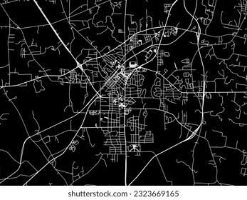 Vector city map of kilgore Texas in the United States of America with white roads isolated on a black background.