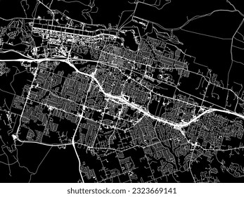 Vector city map of Killeen Texas in the United States of America with white roads isolated on a black background.