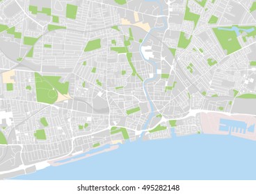 vector city map of Kingston Upon Hull, United Kingdom