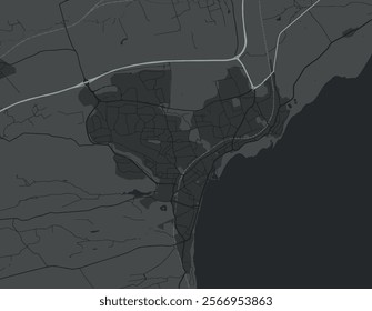 Vector city map of Kirkcaldy in the United Kingdom with white roads isolated on a grey background.