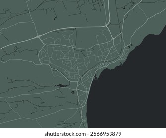 Vector city map of Kirkcaldy in the United Kingdom with white roads isolated on a green background.