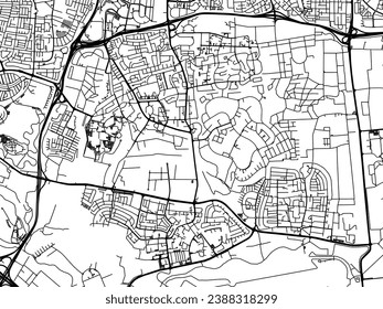 Vector city map of Kiryat Ono in Israel with black roads isolated on a white background.