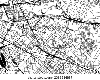 Stadtplan von Kobanya in Ungarn mit schwarzen Straßen einzeln auf weißem Hintergrund.
