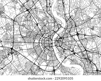 Vector city map of Koln Metropole in the Germany with black roads isolated on a white background.