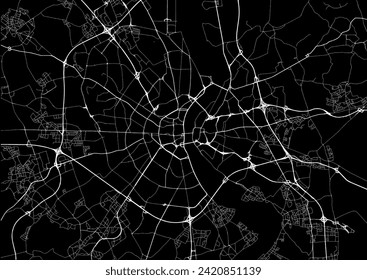 Vector city map of Koln Metropole in Germany with white roads isolated on a black background.