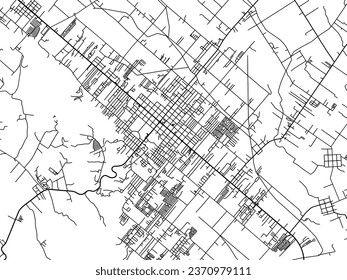 Vector city map of Koronadal in the Philippines with black roads isolated on a white background.