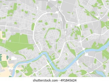 vector city map of Krakow, Poland