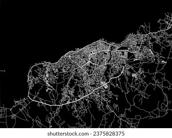 Mapa de la ciudad vector de Kupang en Indonesia con carreteras blancas aisladas en un fondo negro.