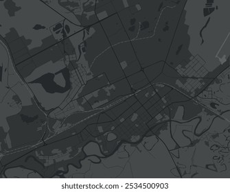 Vector city map of Kurgan in the Russian Federation with white roads isolated on a grey background.