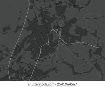 Vector city map of Kursk in the Russian Federation with white roads isolated on a grey background.