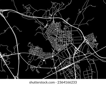 Vector city map of Kwangyang in the South Korea with white roads isolated on a black background.