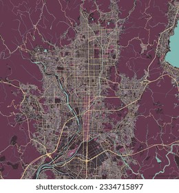 Vector city map of Kyoto, Japan