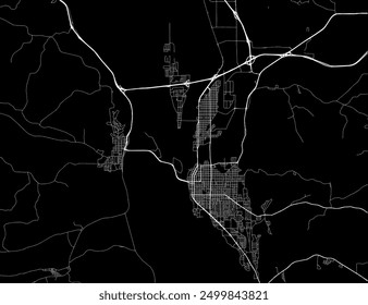 Vector city map of La Crosse Wisconsin in the United States of America with white roads isolated on a black background.