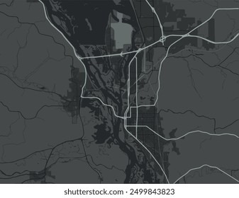 Vector city map of La Crosse Wisconsin in the United States of America with white roads isolated on a grey background.