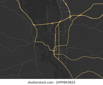 Vector city map of La Crosse Wisconsin in the United States of America with yellow roads isolated on a brown background.