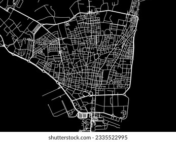 Vector city map of La Linea de la Concepcion in Spain with white roads isolated on a black background.