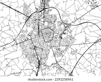 Vector city map of La Roche-sur-Yon in the France with black roads isolated on a white background.