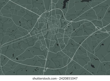 Vector city map of La Roche-sur-Yon in France with white roads isolated on a green background.