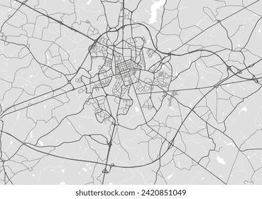 Vector city map of La Roche-sur-Yon in France with black roads isolated on a grey background.