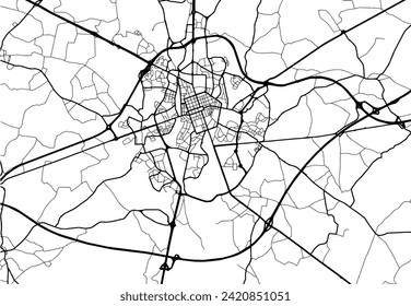 Vector city map of La Roche-sur-Yon in France with black roads isolated on a white background.