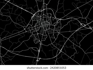 Vector city map of La Roche-sur-Yon in France with white roads isolated on a black background.