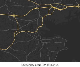 Vector city map of La Seyne-sur-Mer in the France with yellow roads isolated on a brown background.