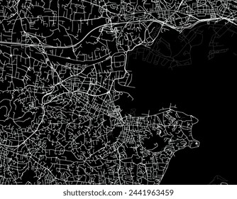 Vector city map of La Seyne-sur-Mer in the France with white roads isolated on a black background.