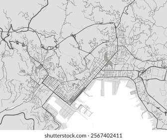 Vector city map of La Spezia in Italy with black roads isolated on a grey background