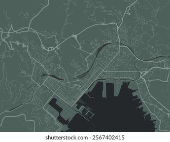 Vector city map of La Spezia in Italy with white roads isolated on a green background.