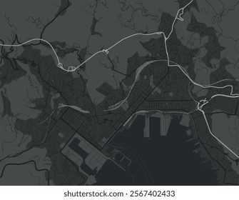 Vector city map of La Spezia in Italy with white roads isolated on a grey background.