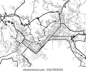 Vector city map of La Spezia in Italy with black roads isolated on a white background.