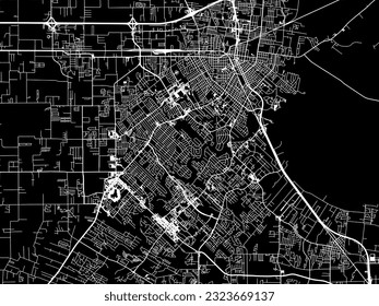 Vector city map of Lafayette Louisiana in the United States of America with white roads isolated on a black background.