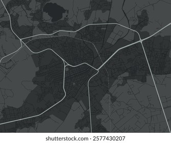 Vector city map of Lagos de Moreno in Mexico with white roads isolated on a grey background.