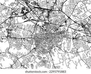 Vector city map of Lancaster Pennsylvania in the United States of America with black roads isolated on a white background.