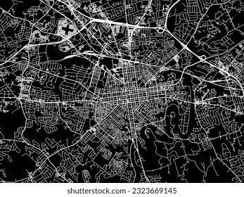 Vector city map of Lancaster Pennsylvania in the United States of America with white roads isolated on a black background.