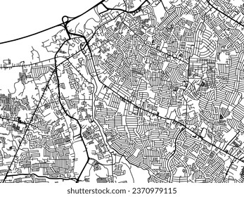 Vector city map of Las Pinas in the Philippines with black roads isolated on a white background.