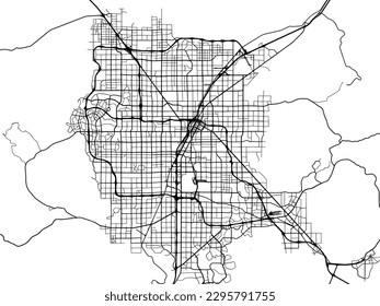 Stadtplan von Las Vegas Metro Nevada in den Vereinigten Staaten von Amerika mit schwarzen Straßen einzeln auf weißem Hintergrund.