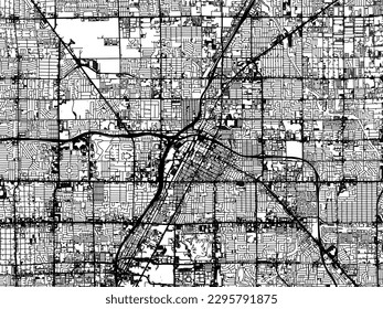 Vector city map of Las Vegas Nevada in the United States of America with black roads isolated on a white background.