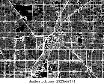 Vector city map of Las Vegas Nevada in the United States of America with white roads isolated on a black background.