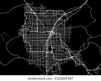 Vector city map of Las Vegas Metro Nevada in the United States of America with white roads isolated on a black background.