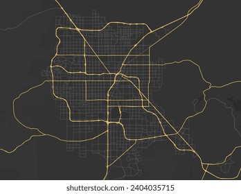 Stadtplan von Las Vegas Metro Nevada in den Vereinigten Staaten von Amerika mit gelben Straßen einzeln auf braunem Hintergrund.